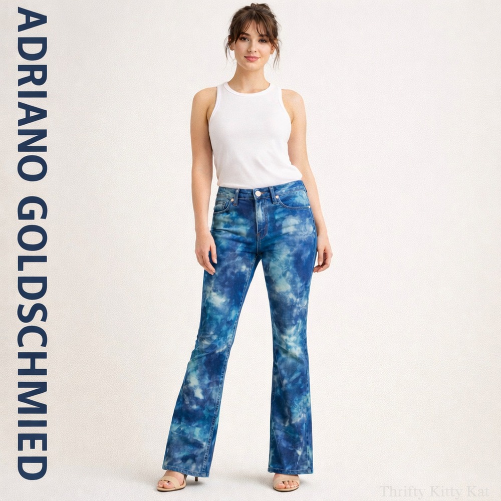 AG Adriano Goldschmied The Mari High Rise Straight Tie Dye Night Rain Blue 29R